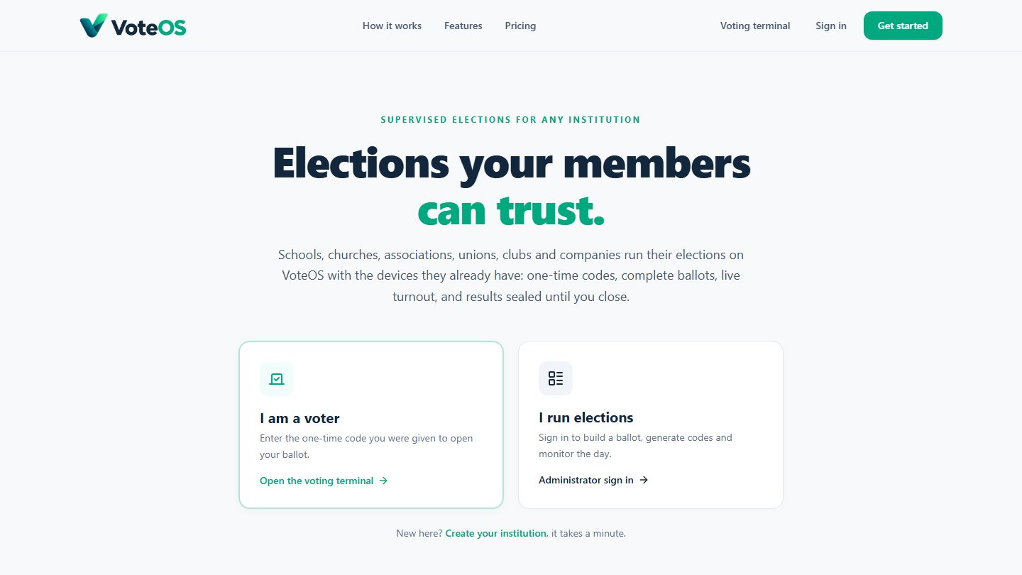 VoteOS website